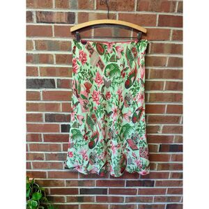 Vintage Slates Janet Howard Silk Asian Floral Novelty Midi Skirt L